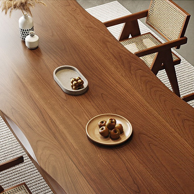 Brown Rectangular Solid Wood Trestle Dining Table, 29.53"H x 78.74"L x 31.50"W