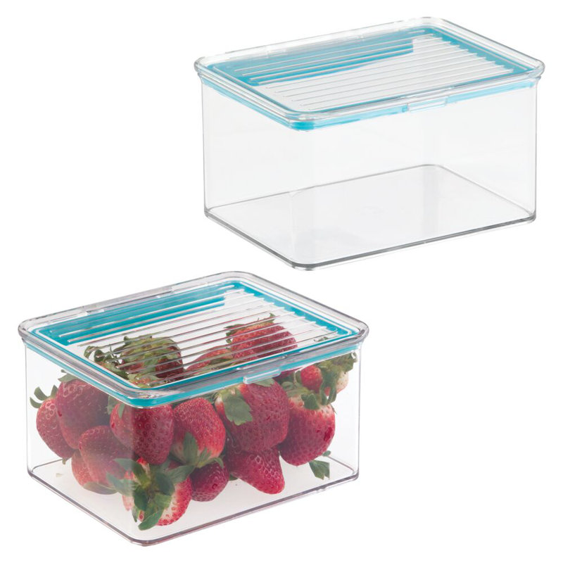 iDesign Small Food Storage Box with Airtight Seal for Kitchen or Pantry Storage - Set of 2 - Clear
