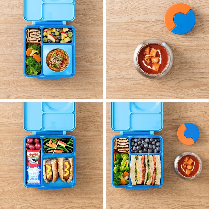 Blue Insulated Stainless Steel Bento Lunch Box with Thermos