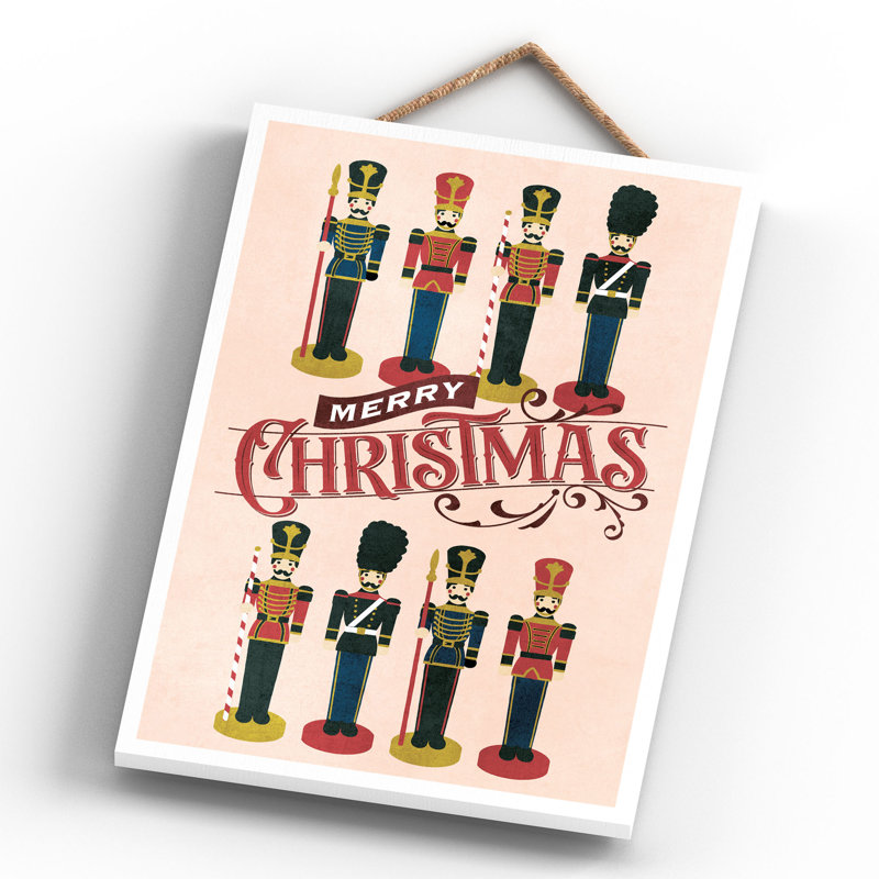 Xmas Merry Christmas Nutcracker Wooden Plaque, 28.5cm H x 18.5cm W x 0.9cm D