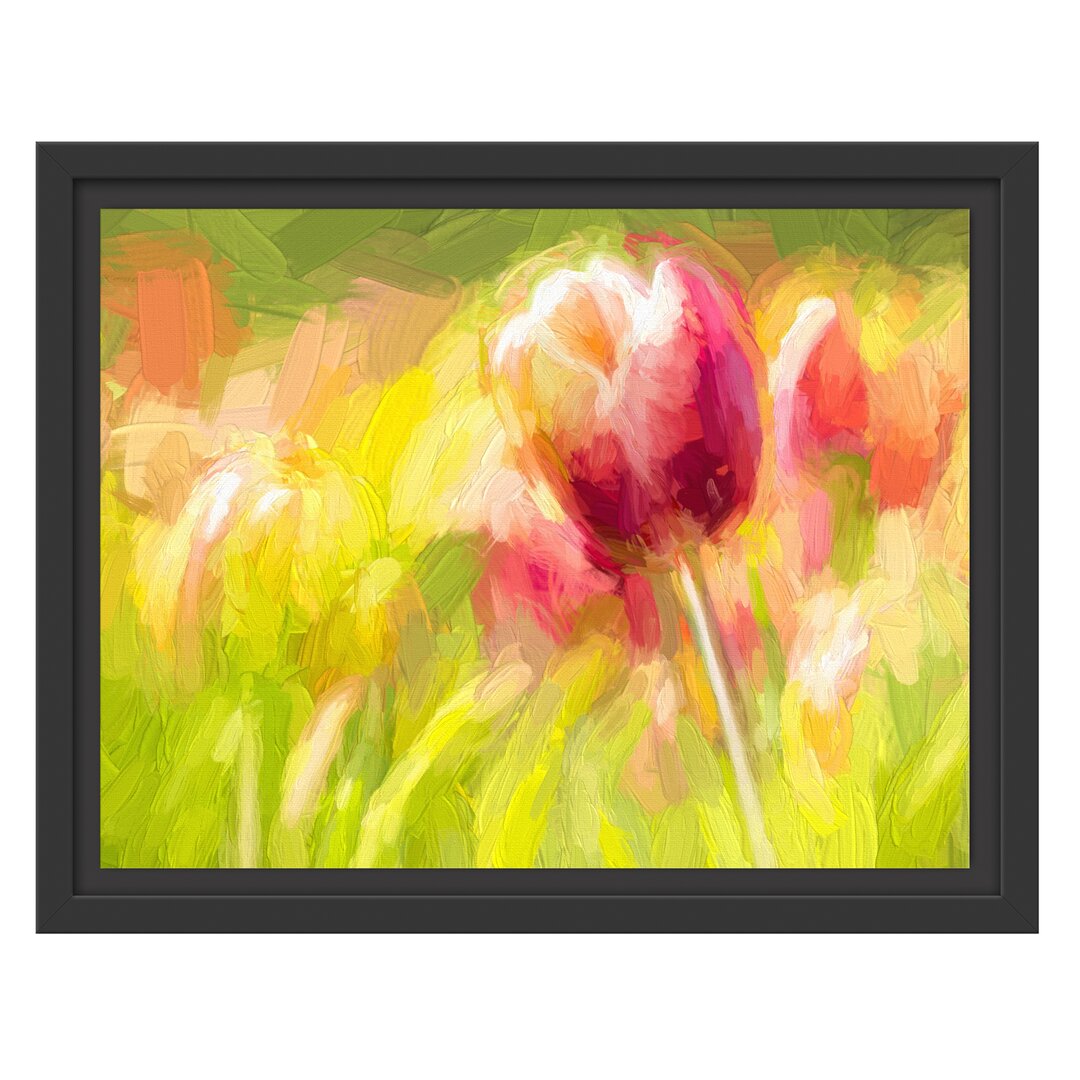 Gerahmtes Wandbild Blühende rote Tulpen Kunst