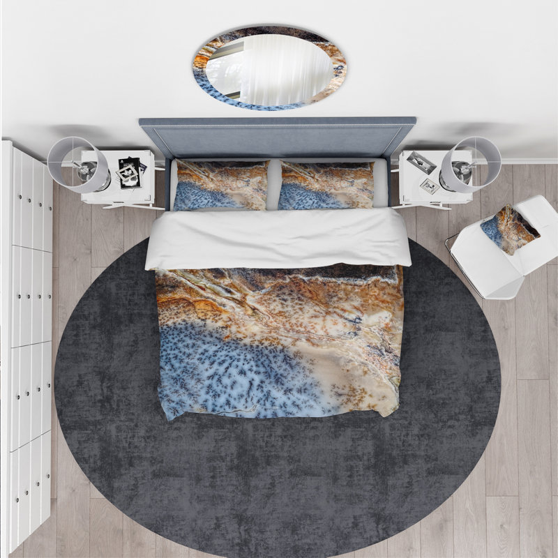 Ensemble de housse de couette tacheté designart mousse agate, Housse de couette grand + 2 taies décoratives