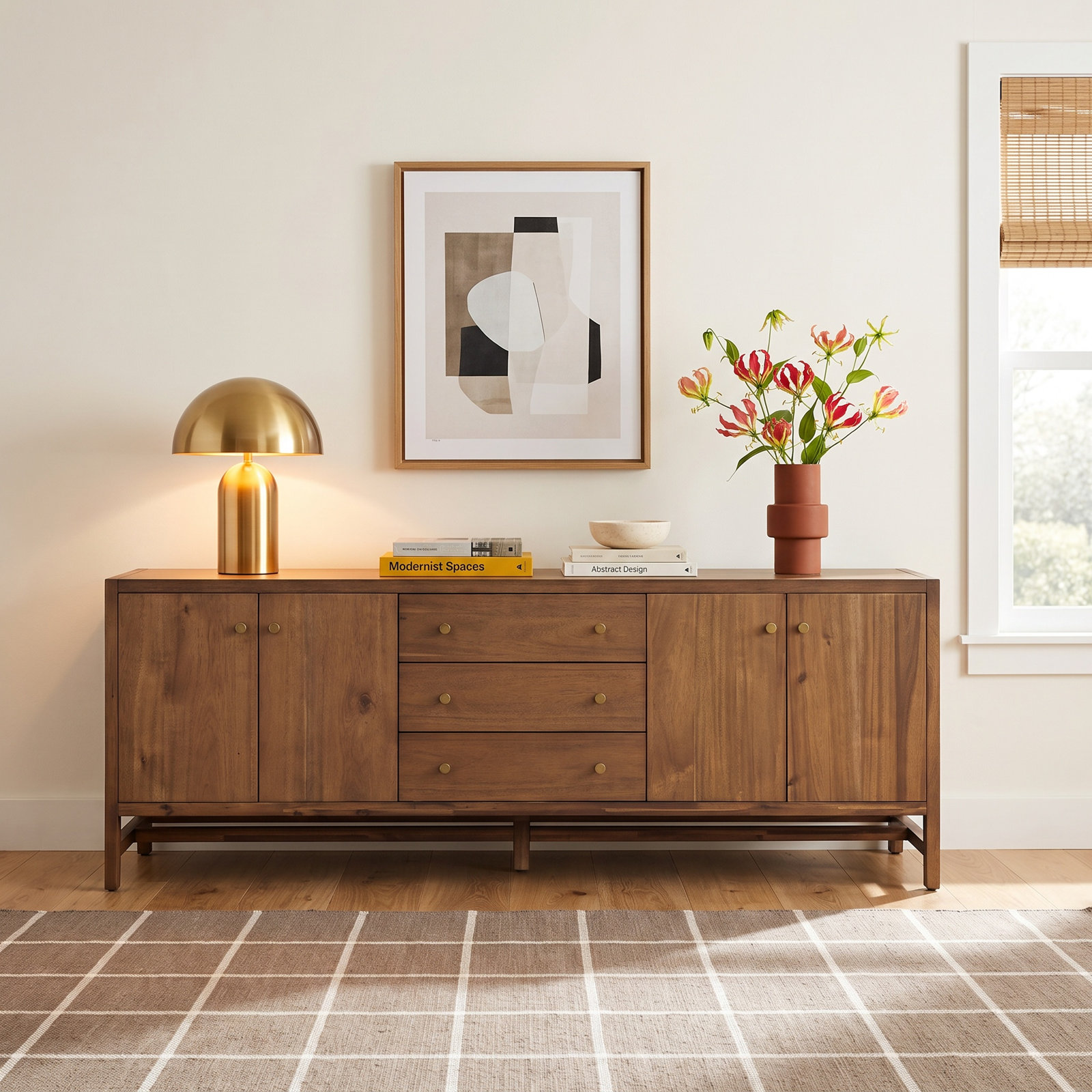 Aleph Sullivan Media Console-Saddle Tan, Brown