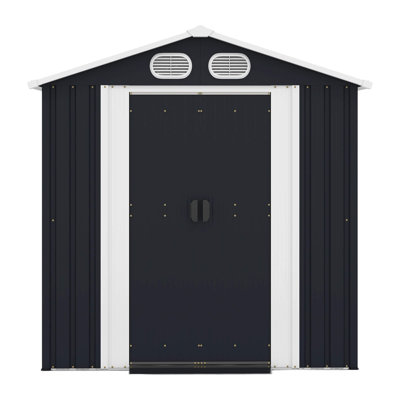 Campcraft 8'X6' Dark Gray Metal Storage Shed – Compact Outdoor Tool Shed With Lockable Doors & Air Vents – For Backyard, Garden, Patio
