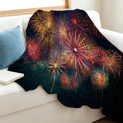 Clear Ultra Soft Flannel Fleece Throw Blanket,Multicolor Firework Single-Sided Print