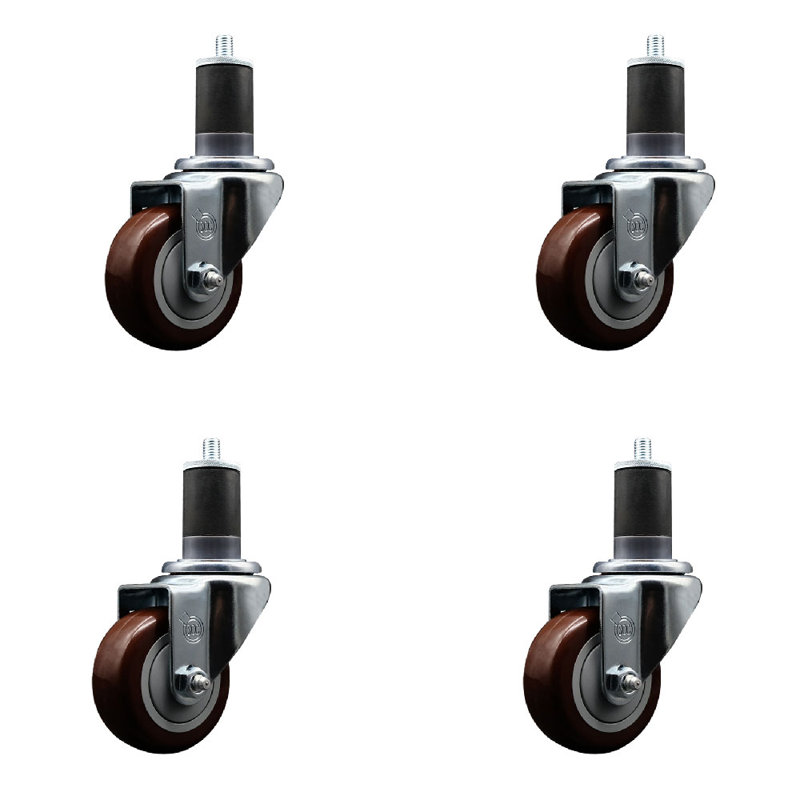 Ensemble de roulettes extensibles pivotantes en polyuréthane à roulettes de 3 pouces de 1 5/8 po SCC