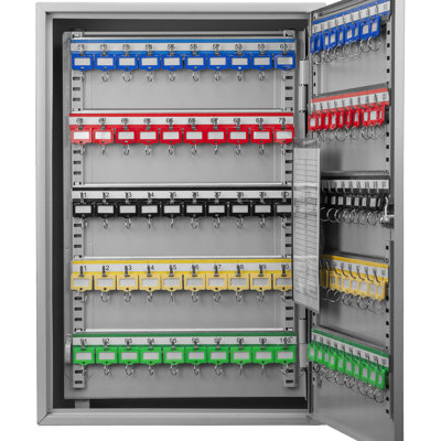 150 Adjustable Key Cabinet, Gray Finish, Steel Construction, With Lock And Wall Mounting Kit Box Lock, Mount For Easy Access To Keys