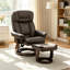 Fauteuil inclinable moderne pivotant à 360° en cuir PU brun foncé avec repose-pieds-1623445541