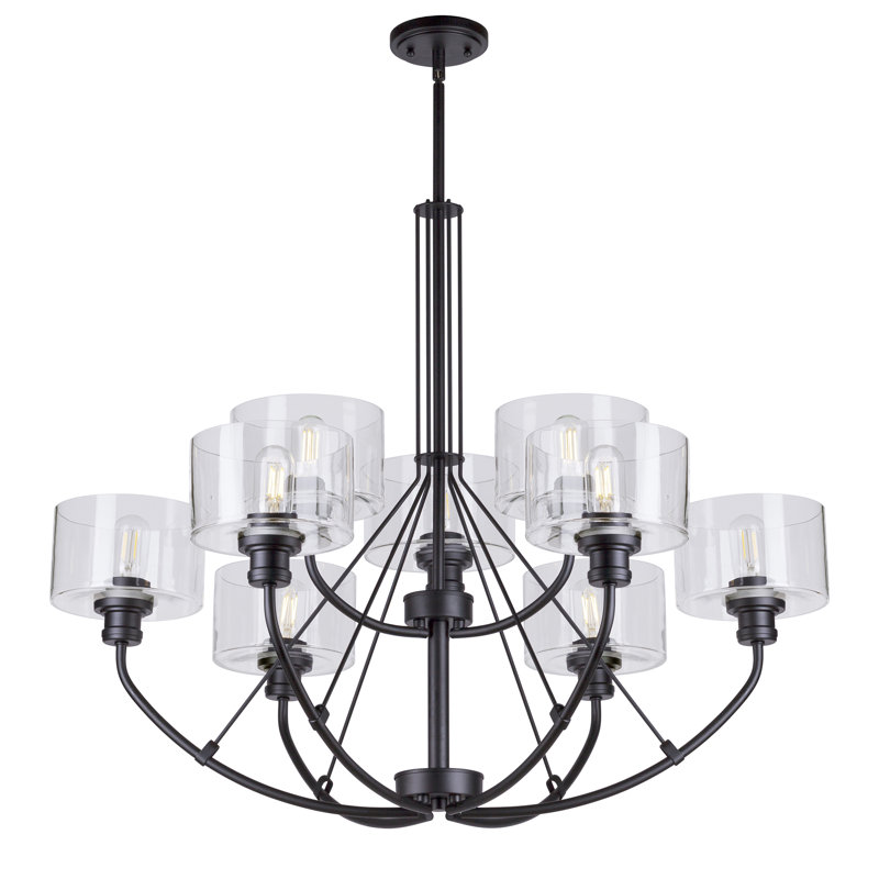 Dowding 9 - Light Dimmable Tiered Chandelier, Black