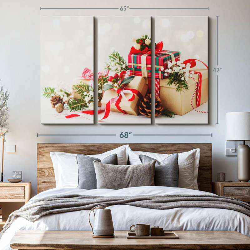 «Christmas Presents» sur toile, H 42 po x l 65 po x P 1,25 po
