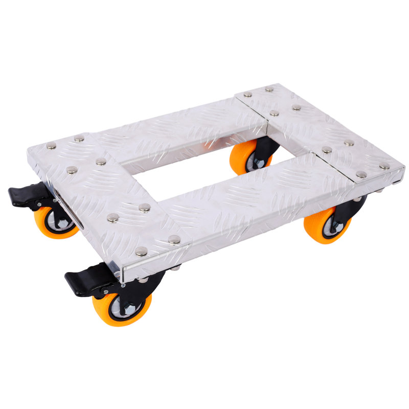 Nom du produit *: Chariot de service en aluminium 18 po x 12 po FOREOCELIV avec roulettes verrouillables en TPU de 3 po, capacité de 800 lb - Argent