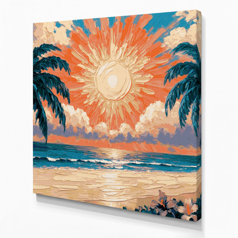 Hawaiian Sun Rays, art mural sur toile brune, H 12 po x l 12 po