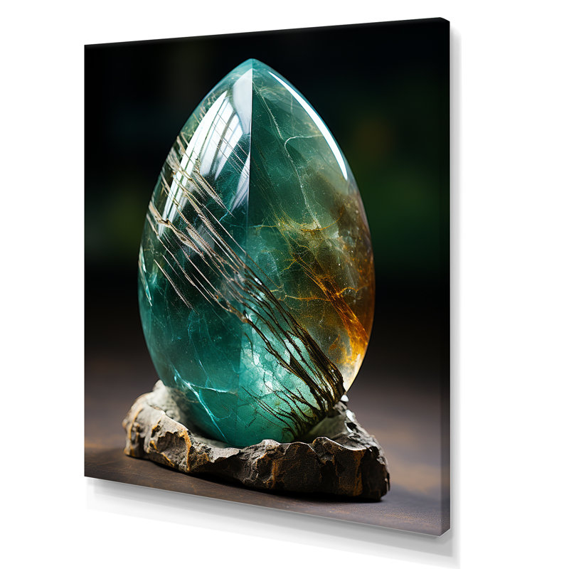 Amazonite pierre sarcelle spirituelle sur toile, H 40 po x l 30 po x P 1,5 po, Toile tendue
