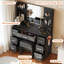 Table de coiffeuse avec 7 tiroirs et 6 tablettes de rangement, avec coiffeuse miroir-967662214