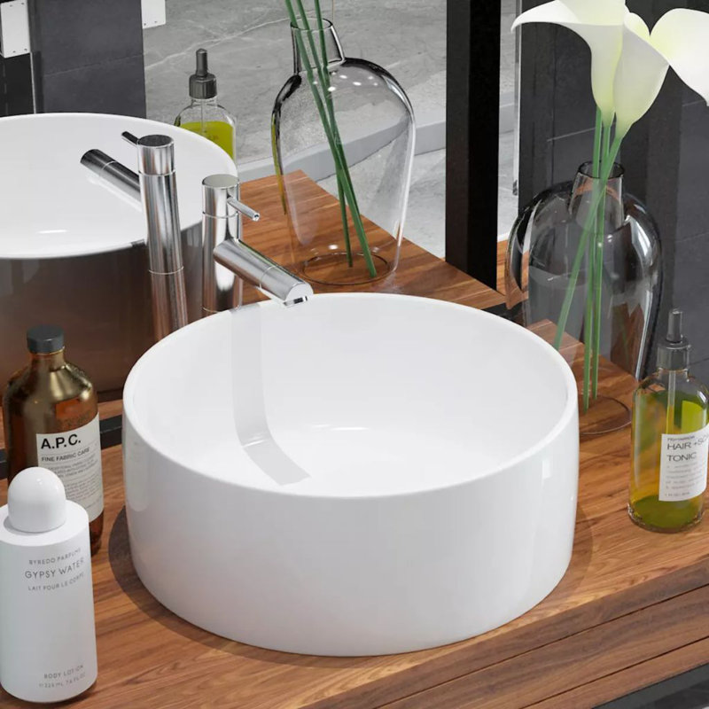 Lavabo de salle de bain vasque rond en céramique Carissa Reynalda