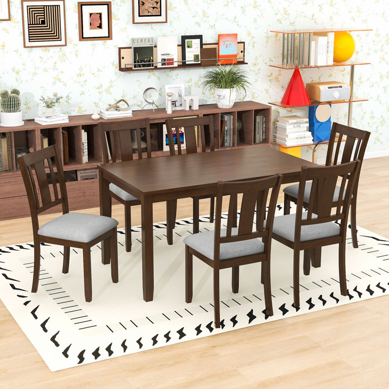 7-Piece Dining Table Set with 6 Chairs