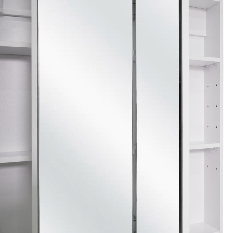Bathroom Medicine Cabinet, Wall Mounted, Mirror, Clear Gloss, 24.5" H x 25.1" W x 4.4" D