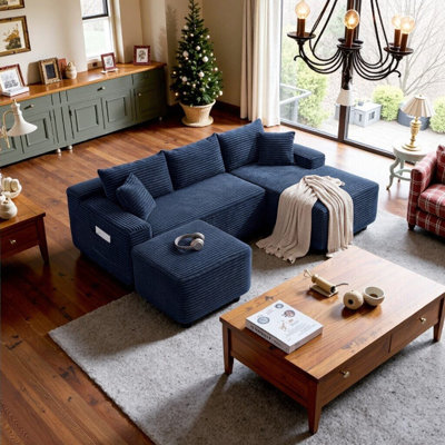 Modern Modular Sectional Sofa With L Shape Chaise, Deep Seat Couch For Living Room