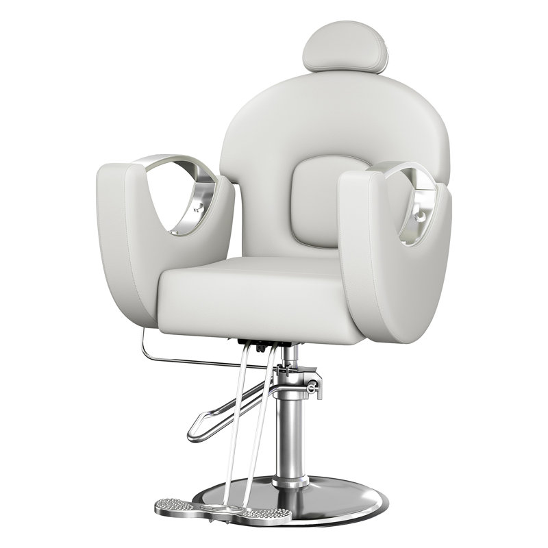Fauteuil de barbier inclinable avec pompe hydraulique robuste, pivotant à 360°, hauteur réglable, support jusqu'à 150 kg, gris