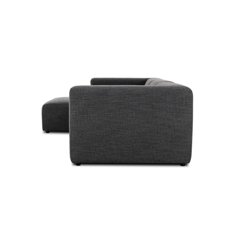 Lawndale 3PC LAF Sectional-Saxon Charcoal, Left Hand Facing, Saxon Charcoal Polyester Blend