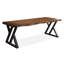 Bureau rustique en pin avec bord irrégulier et pieds en X-970159608