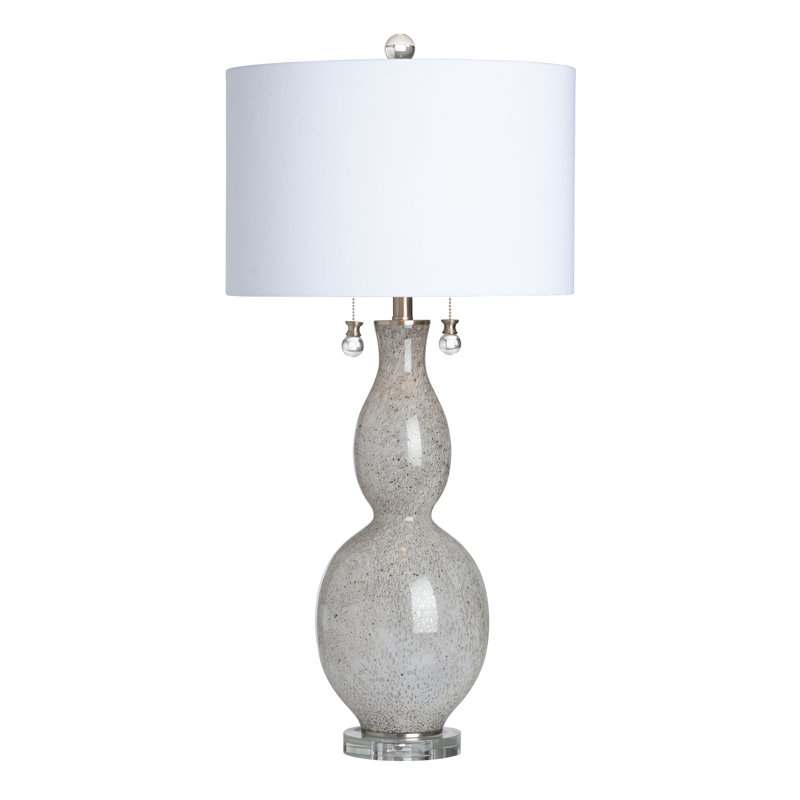 35.25" Crystal Table Lamp With White Shade