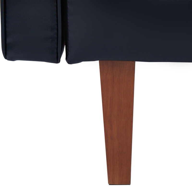 Canapé-lit 68 po Mid-Century, Similicuir noir