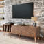 Meuble audio-vidéo Mid-Century moderne, meuble télé 70 po, pieds en bois massif, noyer, espace de rangement suffisant pour console multimédia, meuble avec salon supplémentaire