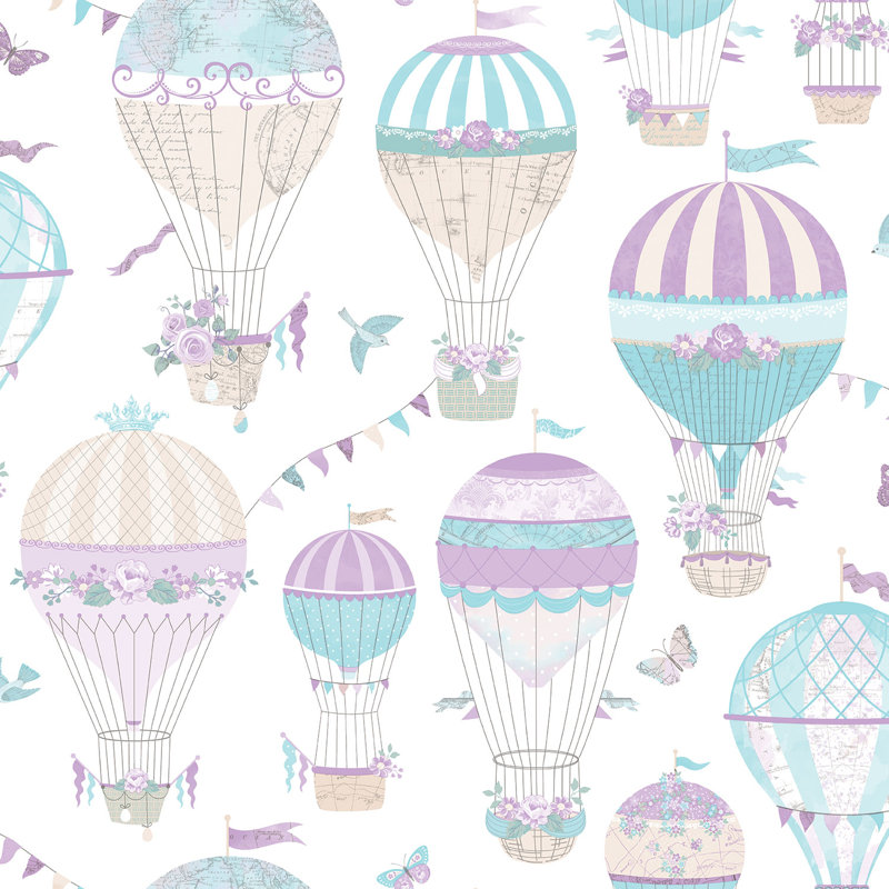Bellamy 10m x 53cm Matte Wallpaper Roll, Purple/White/Blue