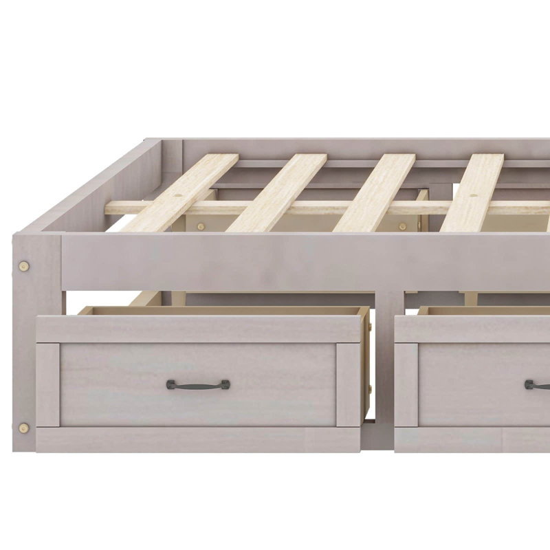 A Platform Bed Featuring Six Integrated Storage Drawers, Queen, Antique White