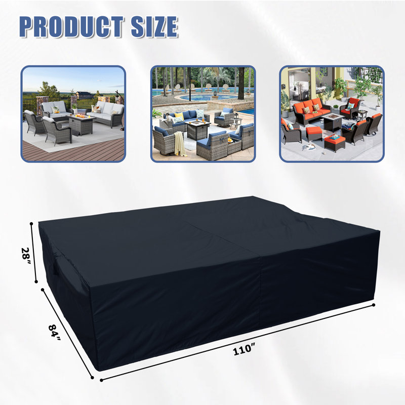 Outdoor Conversation Set Cover, 28'' H x 110'' W x 84'' D