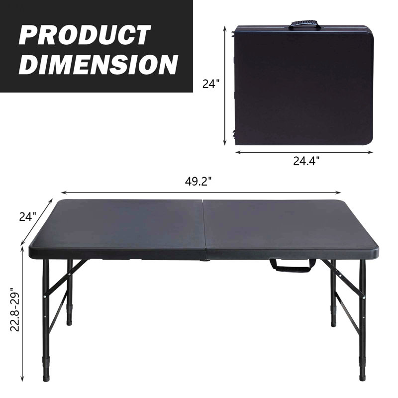 Outdoor Table, Foldable Table For Camping, Black