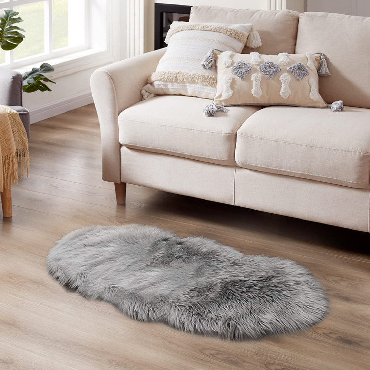 Gray Novelty Faux Sheepskin Fur Shag Area Rug