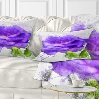 Coussin lombaire en rose floral avec des éclaboussures de peinture