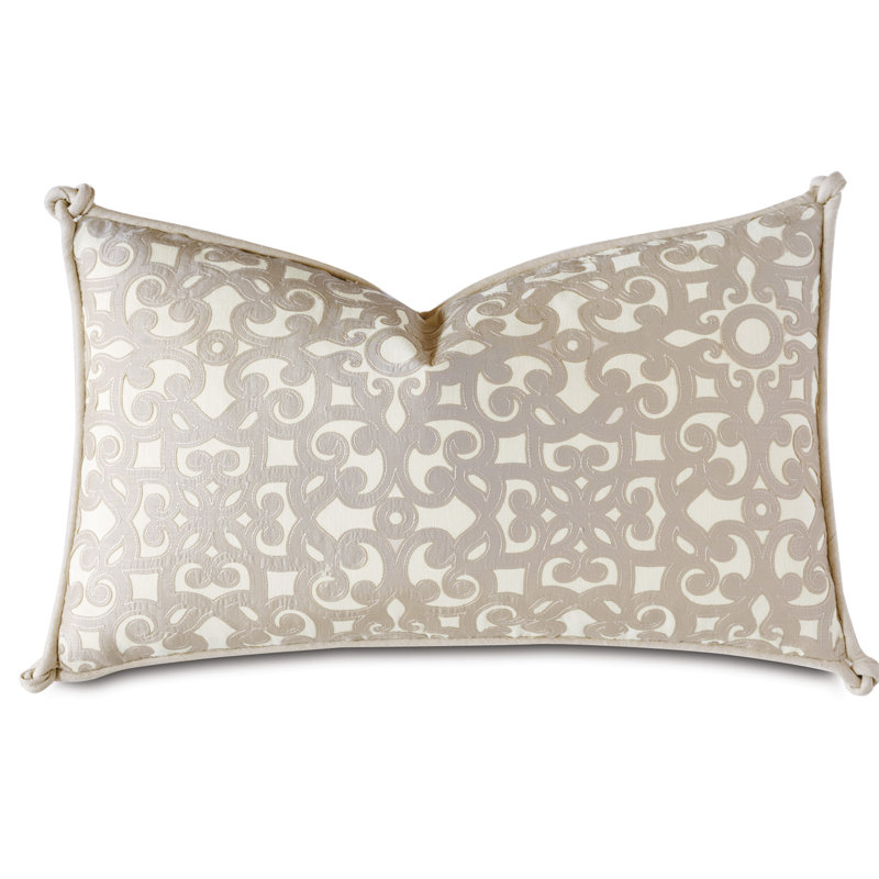 Monogram Appliqued Feather Reversible Throw Pillow