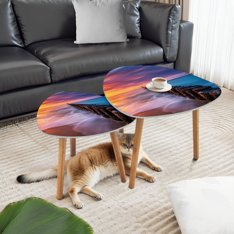 Ensemble de 2 tables basses gigognes Triangle Coastal Sunset