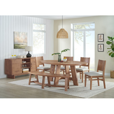 Wiese Oval Dining Table And Curved Bench Set