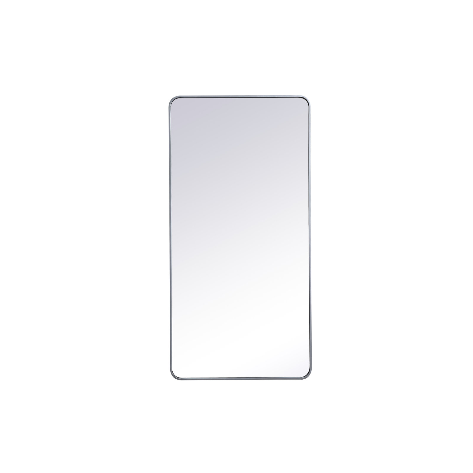 Sabine Metal Rounded Rectangle Wall Mirror, Silver, 60" x 30"