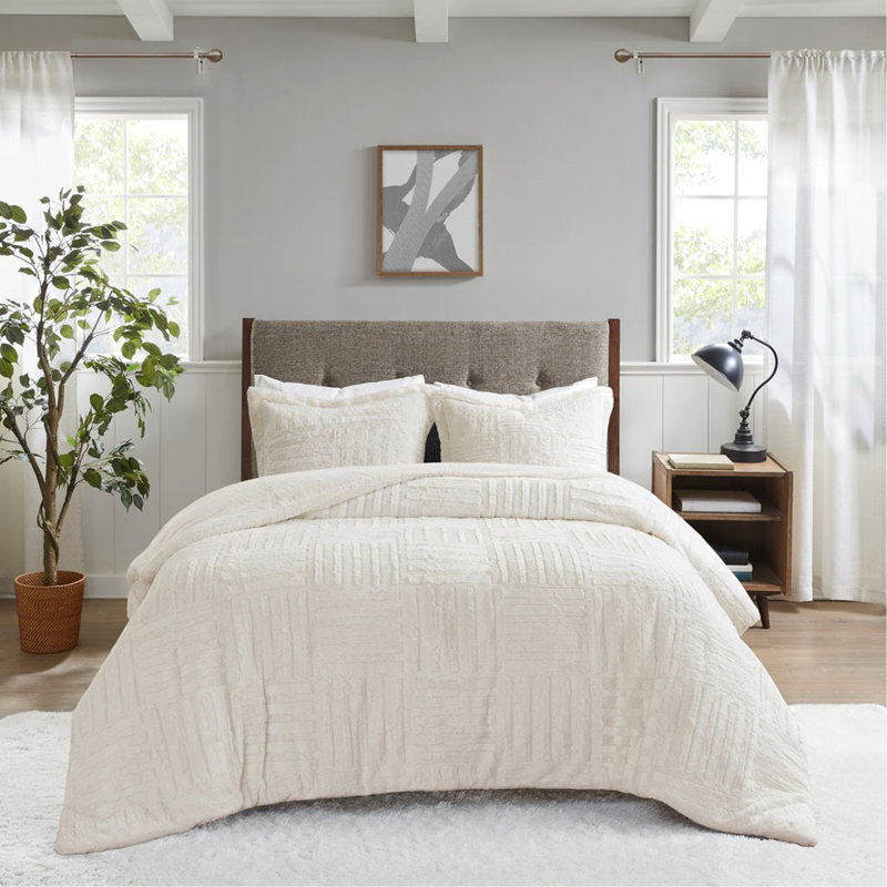 Mini ensemble d'édredon en duvet synthétique, Édredon très grand et 2 très grandes taies déc, Ivoire ivoire