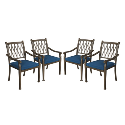 Ensemble de 4 chaises de salle à manger d'extérieur empilables en aluminium avec coussin Lilyana