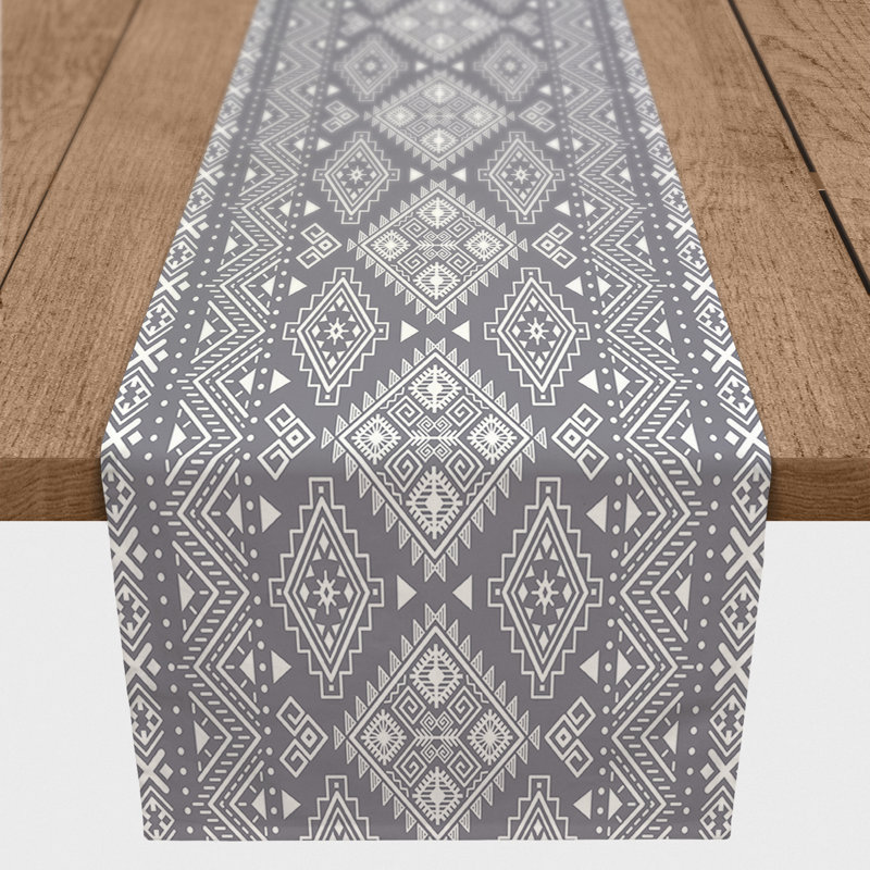 Fong Geometric Table Runner, Dark Gray, 72" x 16"