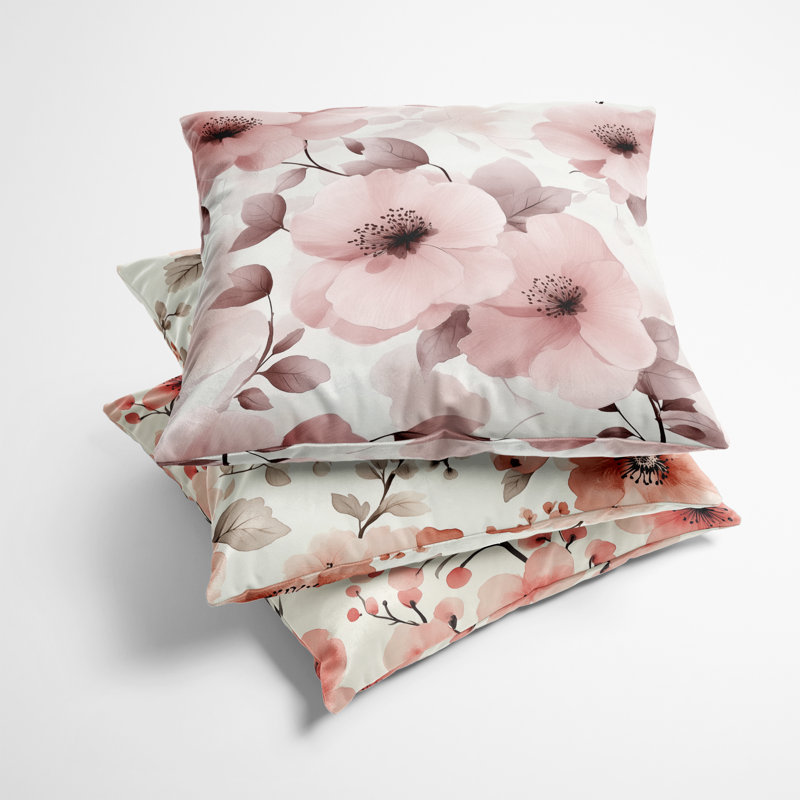 Coussin 3 pièces Pink Blush Blossoms - Country Farmhouse, H 20 po x l 20 po