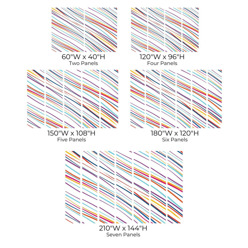 Murale pelez et collez de qualité supérieure - rayures diagonales colorées, L 96 po x l 120 po