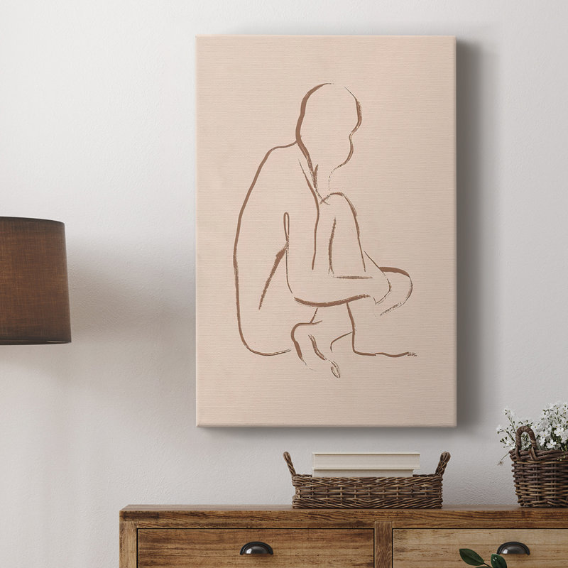 Sketched Pose I -Custom Wrapped Gallery Cavas, 18" H x 12" W