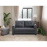 3-in-1 Convertible Sofa Bed Upholstered Tufted Futon Sofa Bed With Cup Holders,pull-out Sleeper
