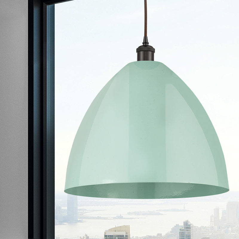 Luminaire suspendu conique 1 lumière, Vert clair, Bronze