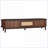 TV Stand, Modern Media Console with Rattan Drawer &amp; Sliding Doors for 75” TVs | Dark Brown | Solid Wood+MDF