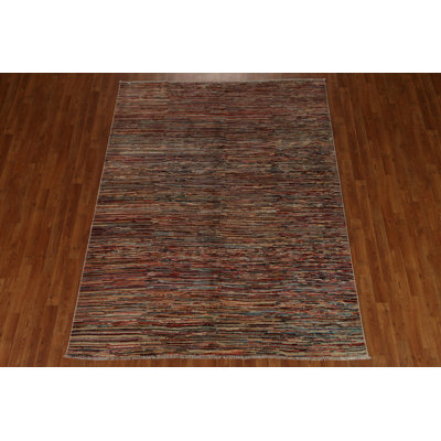 Tapis oriental rayé Gabbeh Kashkoli fait à la main 6 x 8