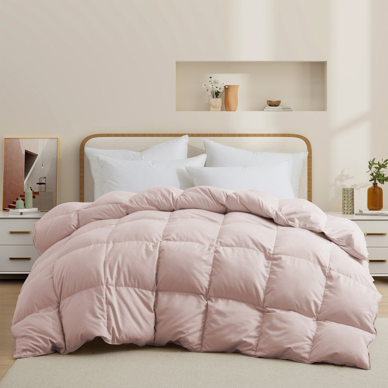 Insert de couette en duvet de plumes toutes saisons avec 8 languettes d'angle, Rose, Grand lit