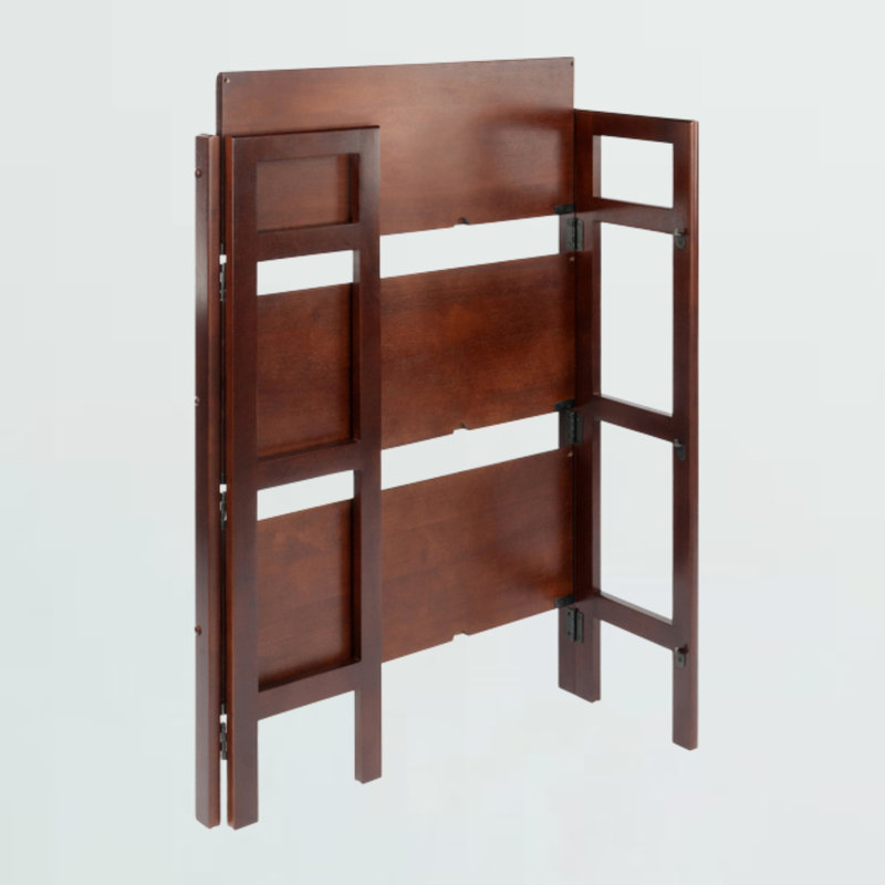 Arlowe Etagere Bookcase with Three Foldable Shelf, 38.21'' H X 27.53'' W X 10.89'' D, Brown/Black